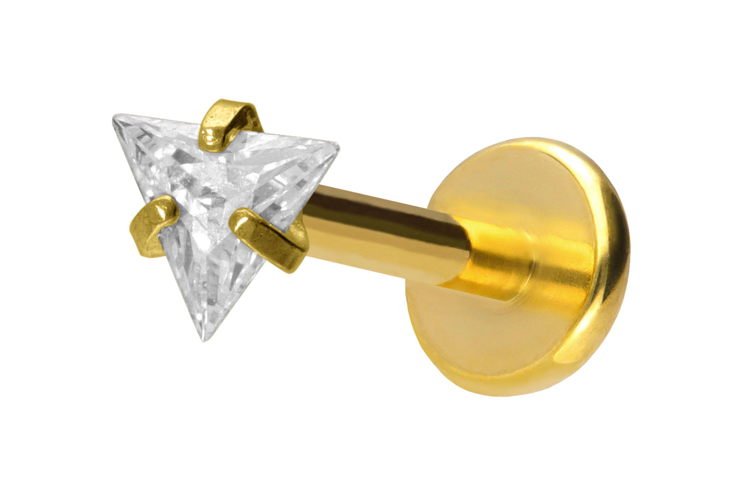 Titan Labret Piercing mit Push Fit EINGEFASSTES KRISTALLDREIECK